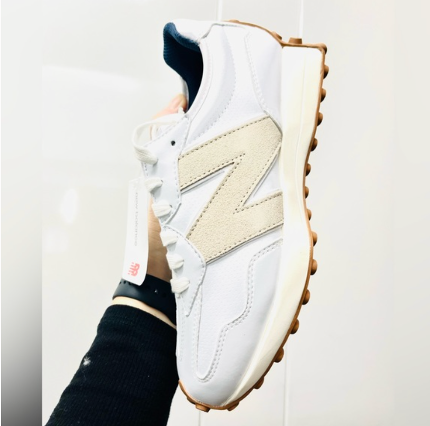 New Balance 327 Golf Casual LEATHER Women Sneakers Shoes White Tan