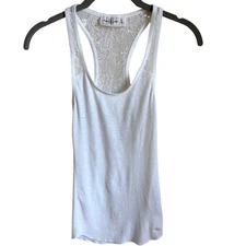 Vintage Y2K Abercrombie Lace Racerback Tank Top White Logo Ribbed Coquette XS
