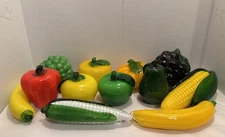 12 PC Lot Vintage Hand Blown Art Glass Vegetables Fruits Murano MCM Sculptures