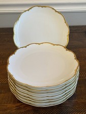 Haviland Limoges White & Gold Coupe Salad Plates Schleiger 216 Set Of 8 France