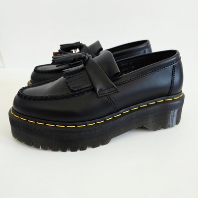 Dr. Martens Black Adrian Leather Platform Tassel Loafers Woman's 8