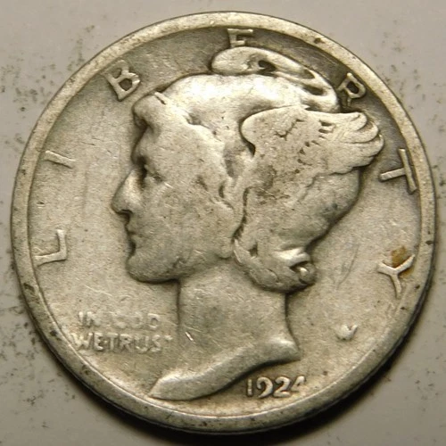 1924 D Mercury Dime VG - F   "Actual Coin Pictured - Not Cleaned"