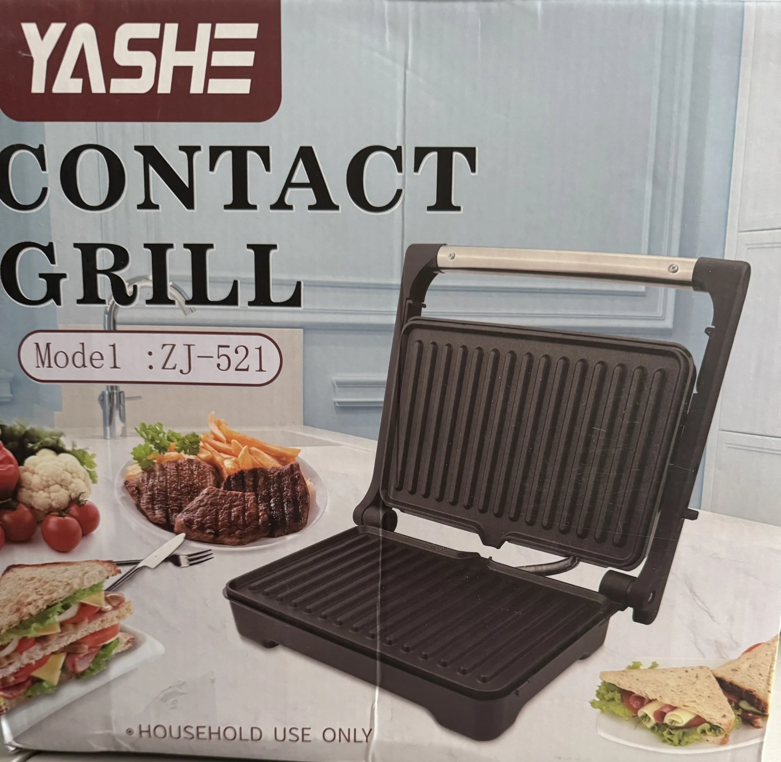 NEW YASHE Panini Press, Contact Grill, 1200 W Sandwich Maker Non-Stick, ZJ-521
Opens in a new window