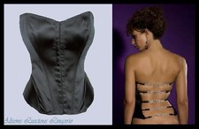 Splendour Evening Satin Diamante Basque/Clubbing Top Bra Sizes 32 34 36 38 +