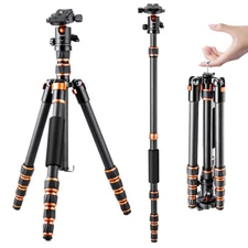 K&F Concept 60 in Carbon Fiber Camera Tripod Compact Travel Tripod for SLR DSLR