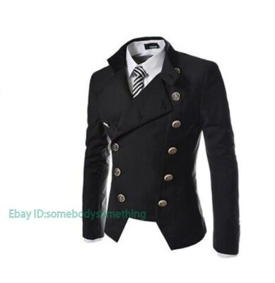 ジャケット・アウター DOUBLE-BREASTED STAND COLLAR COAT Men's long sleeved double breasted standing collar jacket jacket