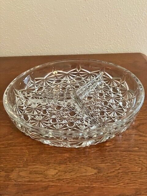 3-Part Relish Dish Daisy and Button Clear by Indiana Glass- Vintage/Collectible