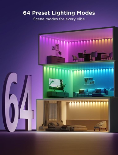 Govee RGBIC String Downlights, 32.8 ft with 50 LEDs , Music Sync - Picture 4 of 7