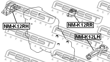 NM-K12RR FEBEST Engine Mounting for ,NISSAN,NISSAN (DFAC),NISSAN (ZHENGZHOU)