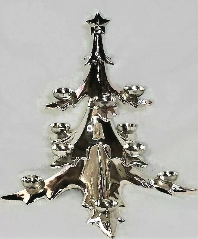 Pottery Barn Chrome Christmas Tree Tea Lights Ornaments Holder Retired
