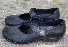Dansko Mary Jane Shoes Size 5.5-6/36 Opal Black Leather Block Heels 5600020200