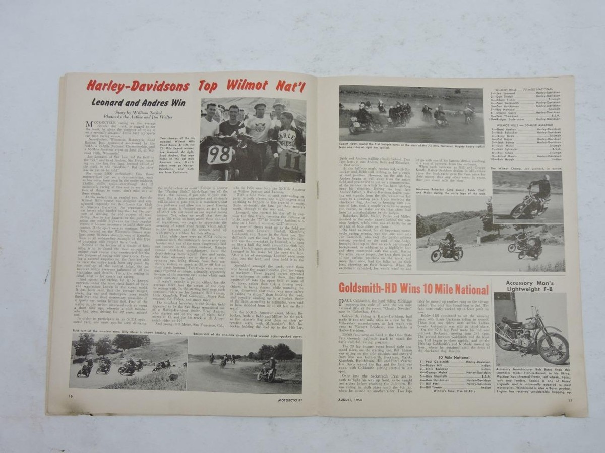 Motorcyclist Magazine Aug 1954 Harley-Davidson Dodge BSA