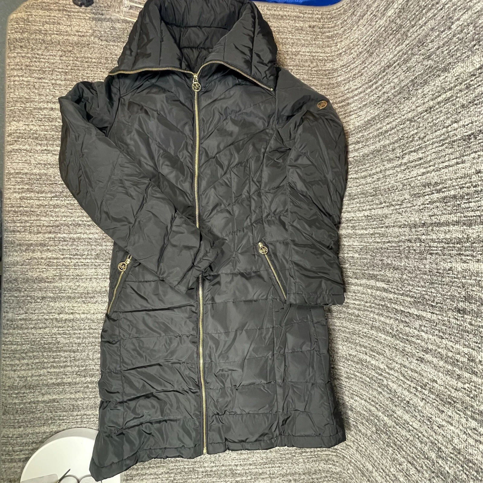 Cappotto parka donna Michael Kors nero oro piumino collo alto puffer piccolo