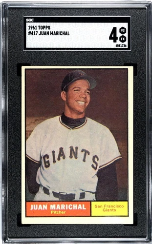 1961 TOPPS BASEBALL JUAN MARICHAL ROOKIE CARD #417 SGC 4 VG-EX