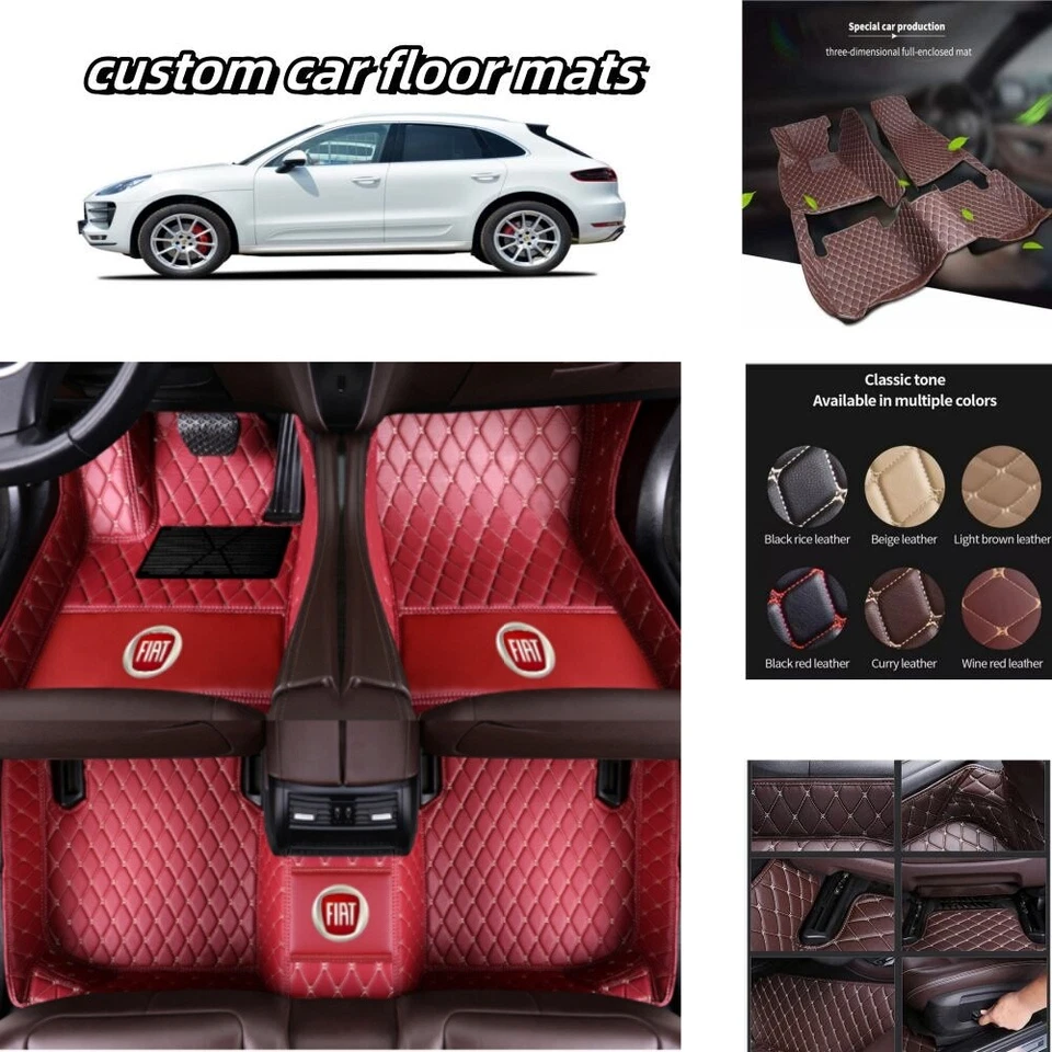 For Fiat 500 500L 500X Car Floor Mats Auto Luxury Custom Carpets Mats Waterproof Foto 3 de 4