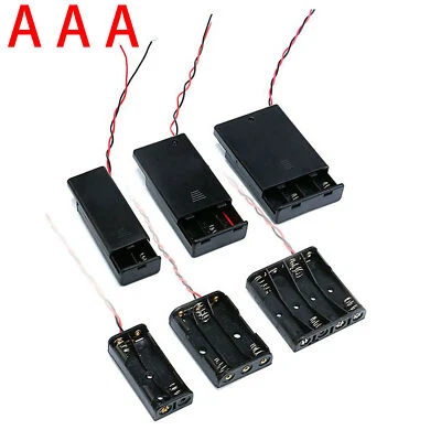 2 AAA ,3 AAA, 4 AAA Battery Holders Case Box Storage With Wire Battery Holders - image 1 of 4