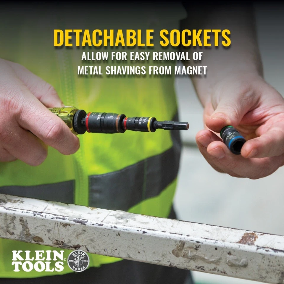 🆕 Klein Tools 7-in-1 Impact Flip Socket Set 5" Center Bit W/6 Hex Sizes 32933G - Image 3 of 4