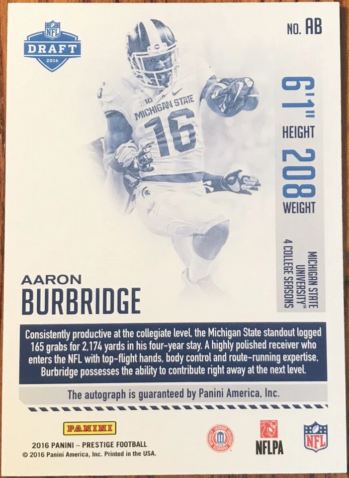2016 Prestige Rookie Autographs Xtra Points Red Aaron Burbridge #AB - Image 2 of 3