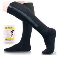 Ailaka Medical 15-20 mmHg Zipper Compression Socks Large/X-Large(1 Pair), Black