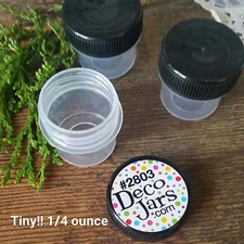 12 Vial Black Cap Pot JAR Bottle 1/4oz Meds makeup lipgloss DecoJars #2803 USA