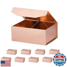 OBMMIRAO 10 Small Rose Gold Gift Boxes 9.5x7x4 Inches, Magnetic Gift Box with