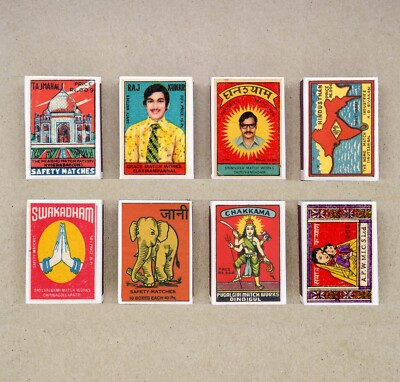8er Set Streichholzschachteln Label INDIAN 2 Indianer Retro Nachdruck Stil