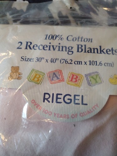 2 Vintage Rom Riegel Cotton Baby Receiving Blankets NIB USA Pink - Picture 5 of 6