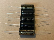 5 New Supertech 60 uf 450v Axial Capacitors Guitar Tube Amp & Radio Caps (Qty)