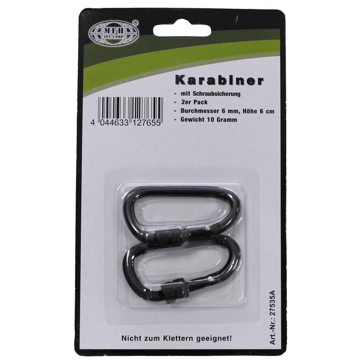 Thumbnail - Mfh Karabiner, Schraubverschluss, 2er Pack,aluminium Neu