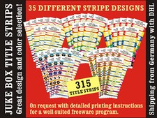 e1A+B MIX⭐ JUKEBOX title strips MIXED COLORS ⭐ BLANK SHEEDS + PRINT TEMPLATE