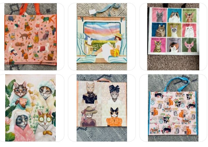 CLEARANCE Cats Designs Large Tote Bags by TJ Maxx, HG, Marshalls Reusable