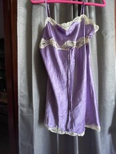 Vintage Victoria Secret Lavender Purple With Cream Lace Slip Lingerie Size M