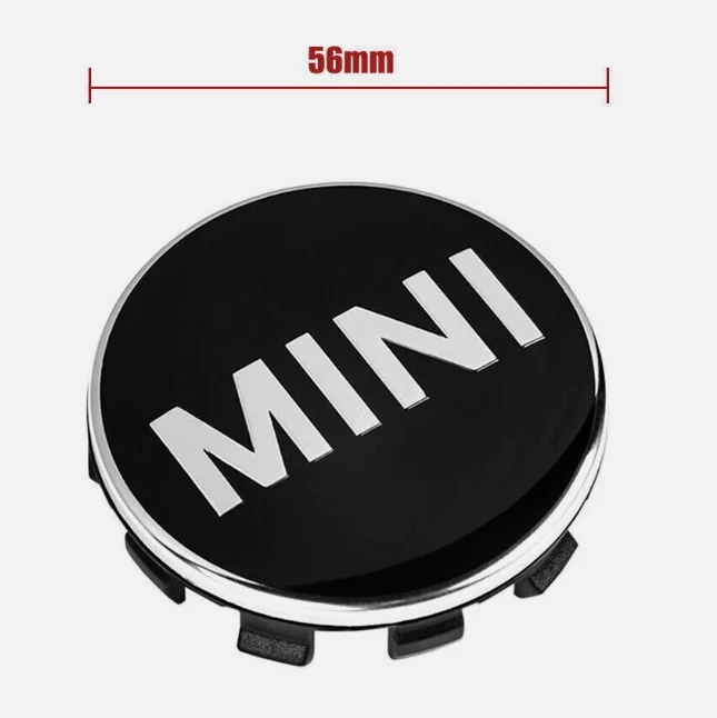 4x 56mm For Mini Cooper Hub Cover Hub Caps Rim Cover Badges Black NEW - Image 2 of 4