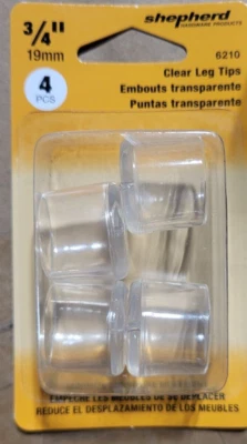 Lot of 6 Packs Shepherd Hardware Clear Leg Tips 6210 Plastic 3/4 in ( 24 tips )