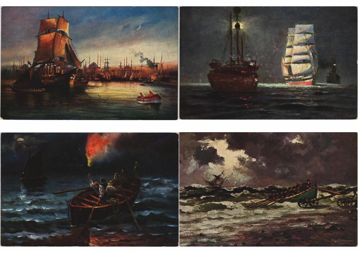SAILING BOATS ARTIST SIGNED 45 Vintage Postcards (L4255) | eBay