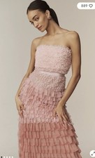 BHLDN Juliet Strapless Tulle Ruffle Ombre Romantic Tiered Midi Dress 6