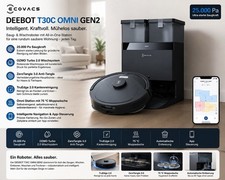 ECOVACS DEEBOT T30C OMNI Gen2 Saugroboter Wischroboter 25000Pa WLAN Schwarz