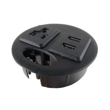 Ul Certified 3.15 In Desktop Power Grommet With 1 Outlet And 2 Usb Charging Port