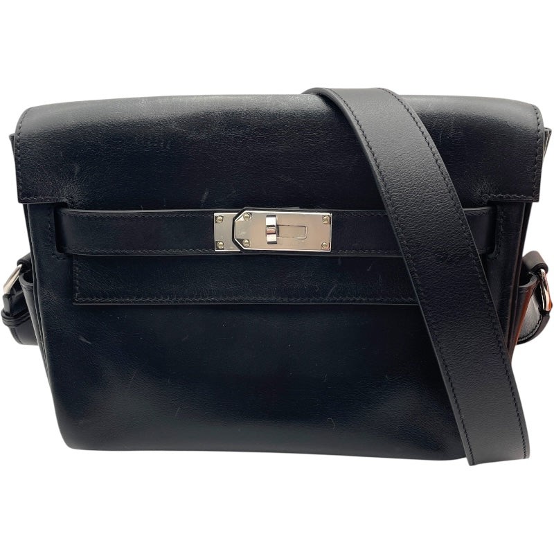 HERMES Kelly Messenger PM Black Shoulder Bag B Stamp #OKB413