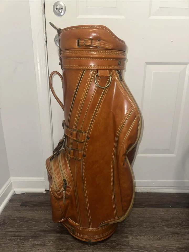 Bolsa de golf Daiwa vintage de cuero marrón Foto 3 de 4
