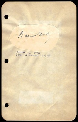 Warren Giles NL President Baseball Signed 6 x 9'' Scrapbook Page Auto *CM553
