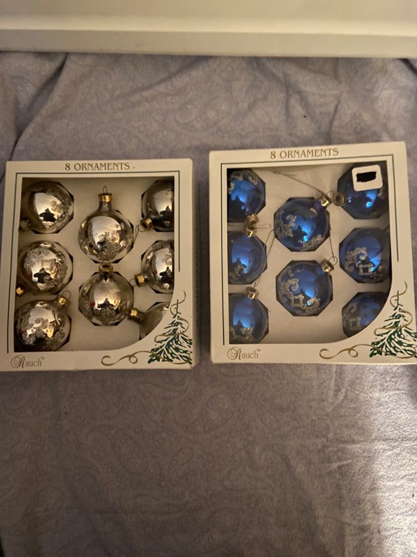 Vintage Rauch Glass Christmas Ornaments 2 Sets Of 8 In Original Box