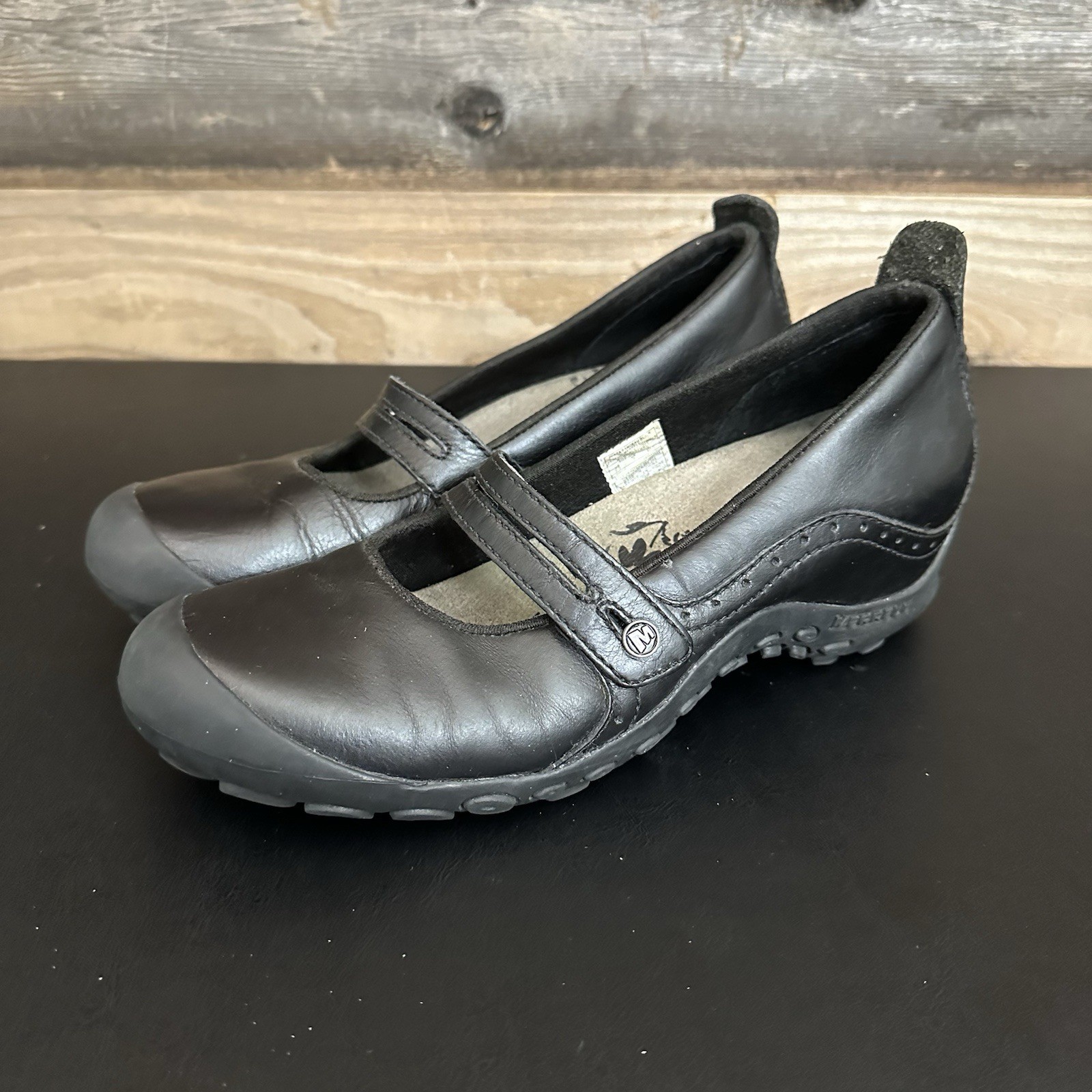 Scarpe comode Merrell da donna taglia 9 5 US Mary Jane Plaza Bandeau in pelle nera