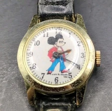 Rare Vintage 1970 Mickey Mouse Disney Love Shirt & Flower Swiss For Repair Parts