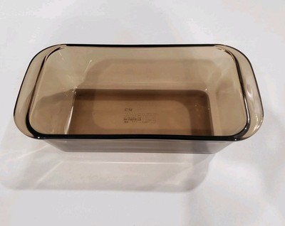 USA Vintage PYREX 213 1.5L Smoked Amber Brown Glass Bread Loaf Baking Pan Dish 