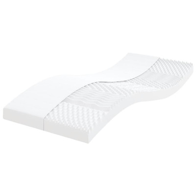 Schaumstoffmatratze 90x190x10 cm weiß 7-Zonen 24D PU Schaum Pfirsich Bezug 20 ILD fest