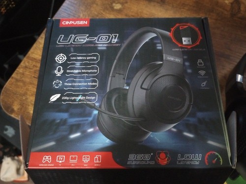 Cinpusen UG-01 Gaming Bluetooth Headphones w/USB Cable Black And Red