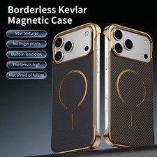 Carbon Fiber Pattern Frameless Mag Safe Case For iPhone 17 Pro Max Air 16 15 14