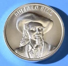 BUFFALO BILL 2 TROY OUNCES .999 FINE SILVER INTAGLIO MINT 39MM