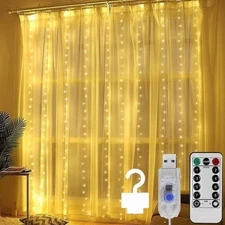 300 LED Curtain Fairy Lights USB String Light With Remote Xmas Party Wedding